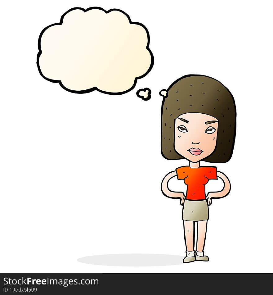 Cartoon Annoyed Woman With Thought Bubble