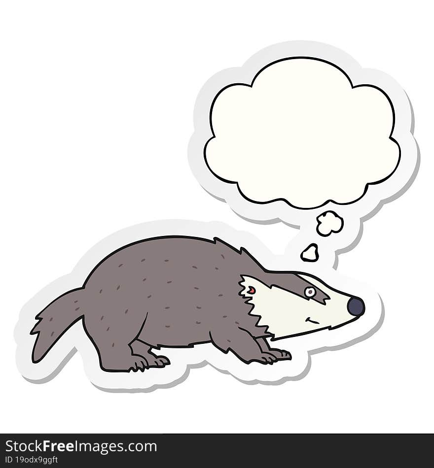 Cartoon Badger And Thought Bubble As A Printed Sticker