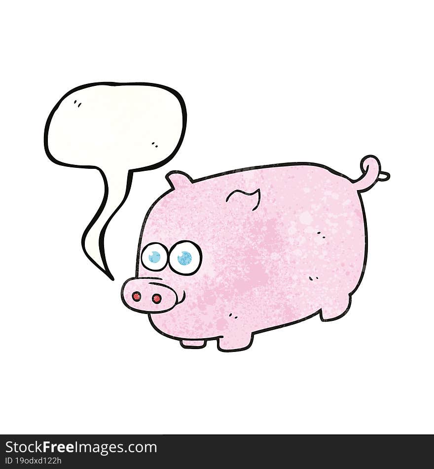 speech bubble textured cartoon pig