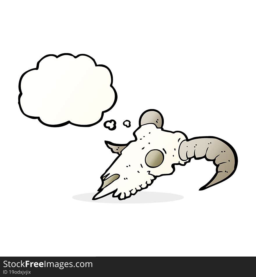 cartoon ram skull with thought bubble