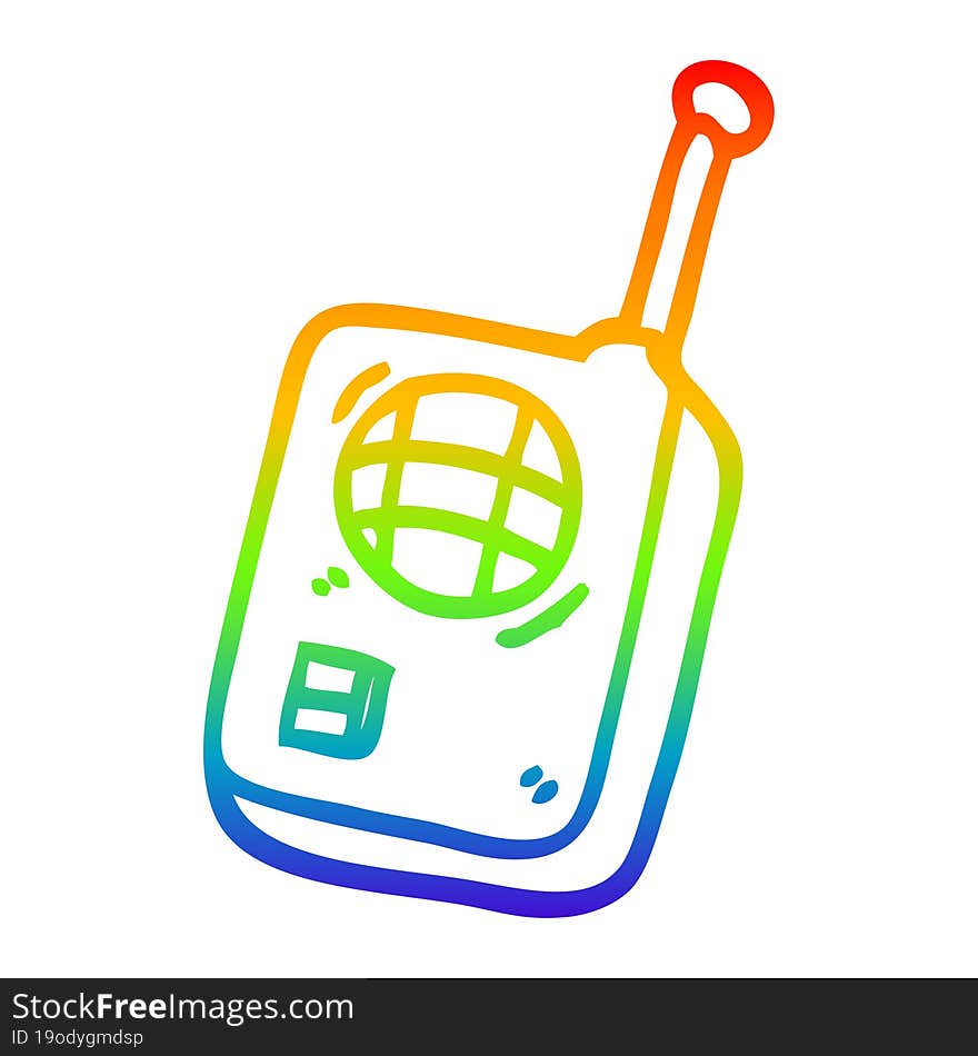 rainbow gradient line drawing cartoon walkie talkie