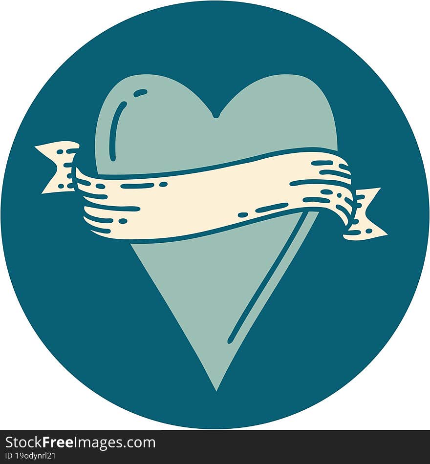 iconic tattoo style image of a heart and banner. iconic tattoo style image of a heart and banner