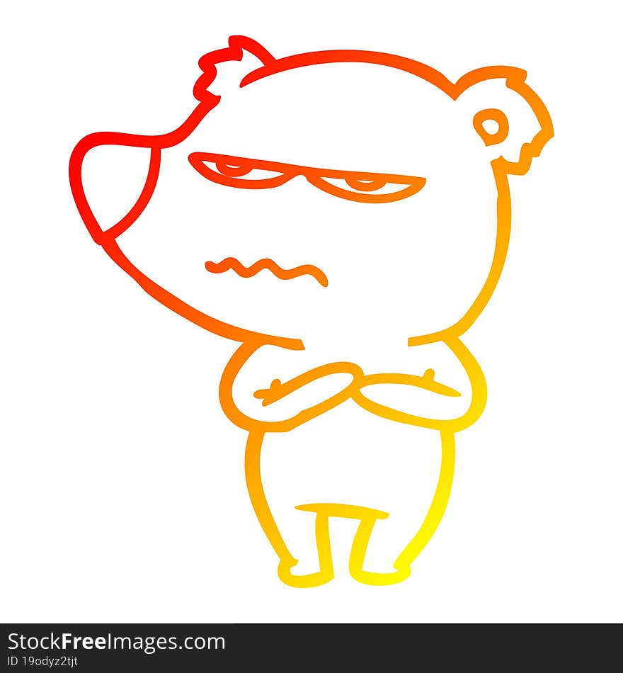 Warm Gradient Line Drawing Angry Bear Cartoon