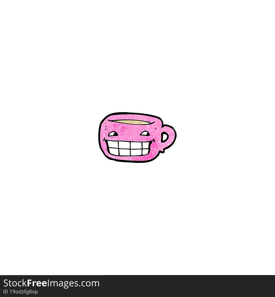 cartoon grinning coffee mug