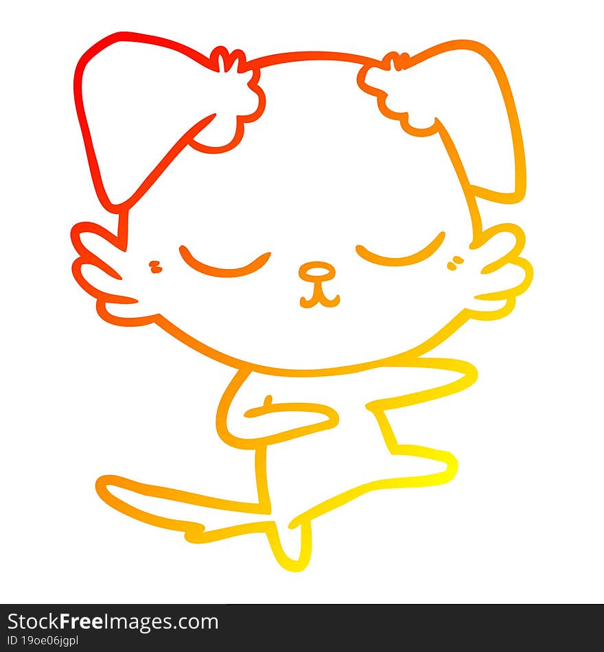 Warm Gradient Line Drawing Cute Cartoon Dog