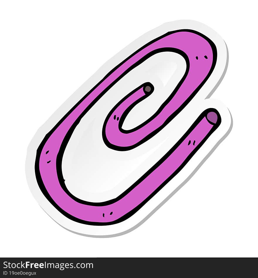 sticker of a cartoon paperclip