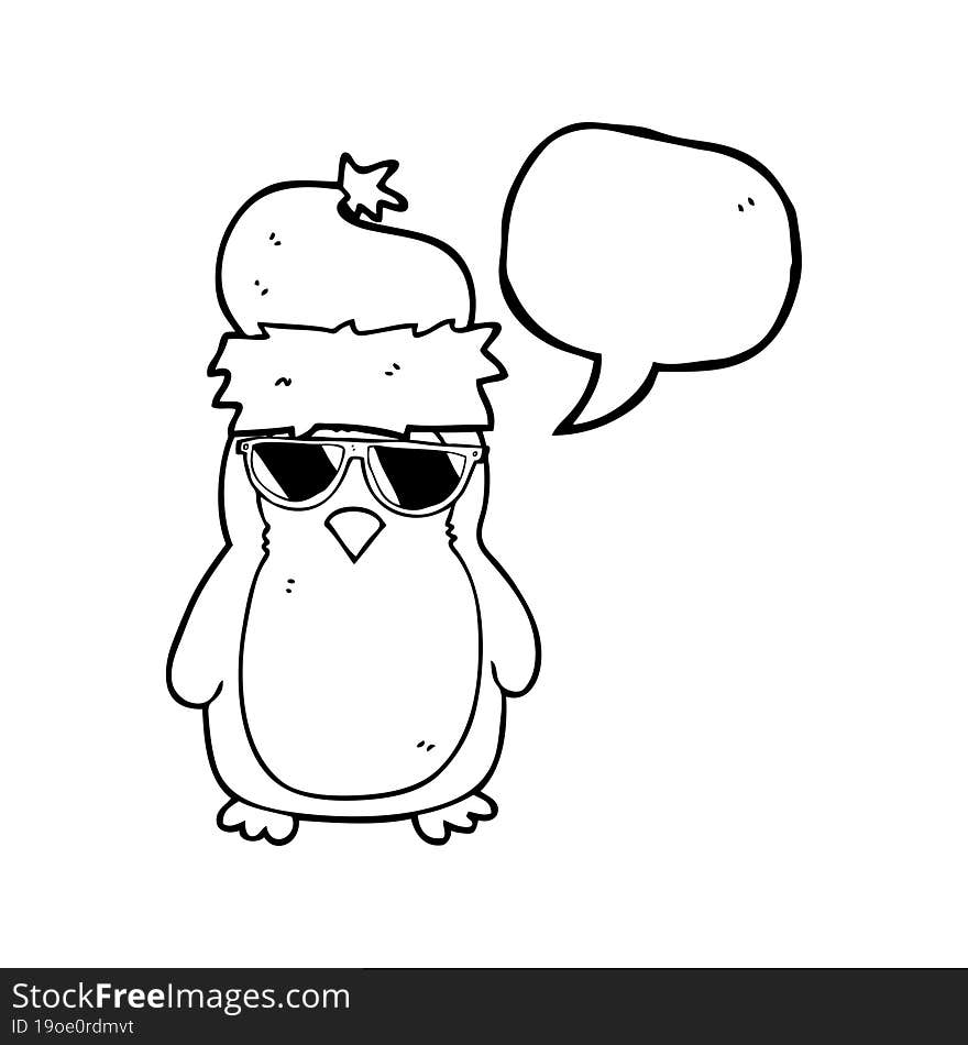 speech bubble cartoon cool christmas robin