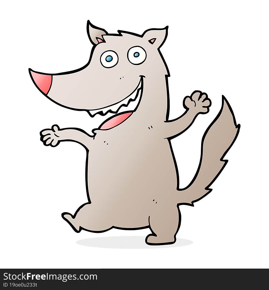 cartoon happy wolf