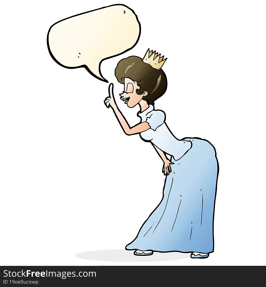 Cartoon Princess With Speech Bubble