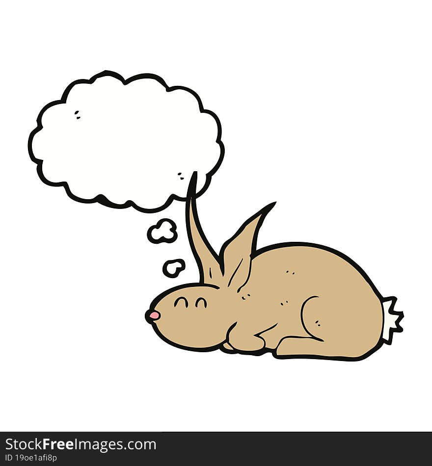 cartoon rabbit with thought bubble