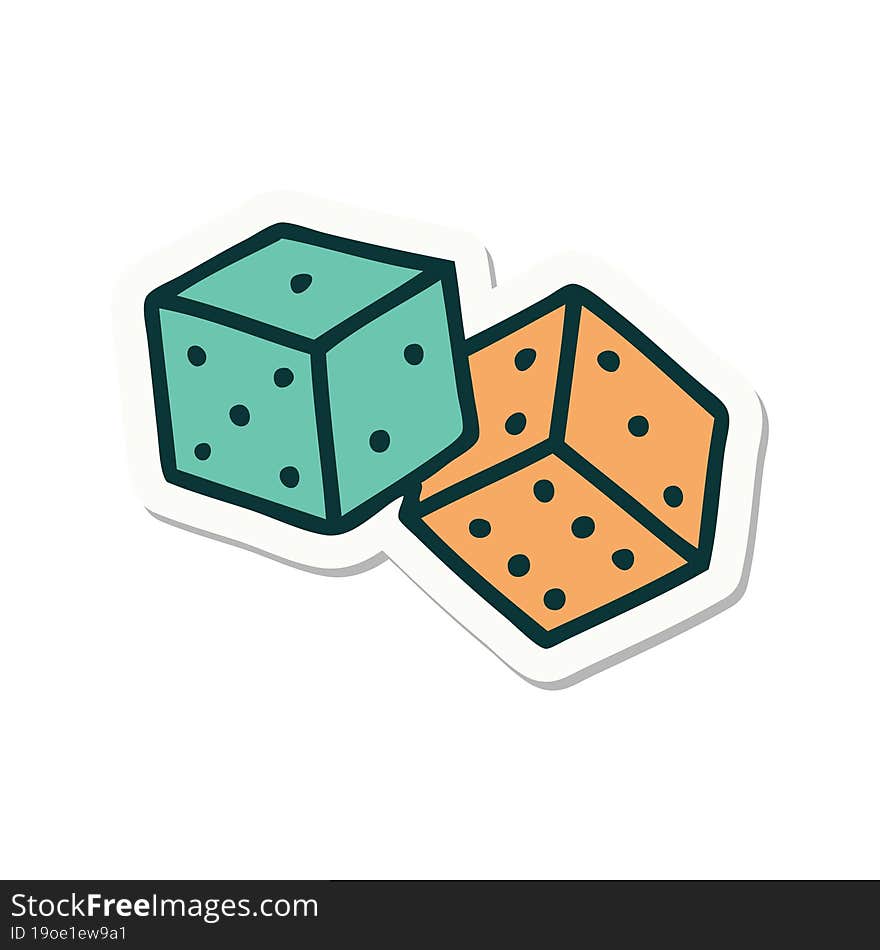 tattoo style sticker of lucky dice