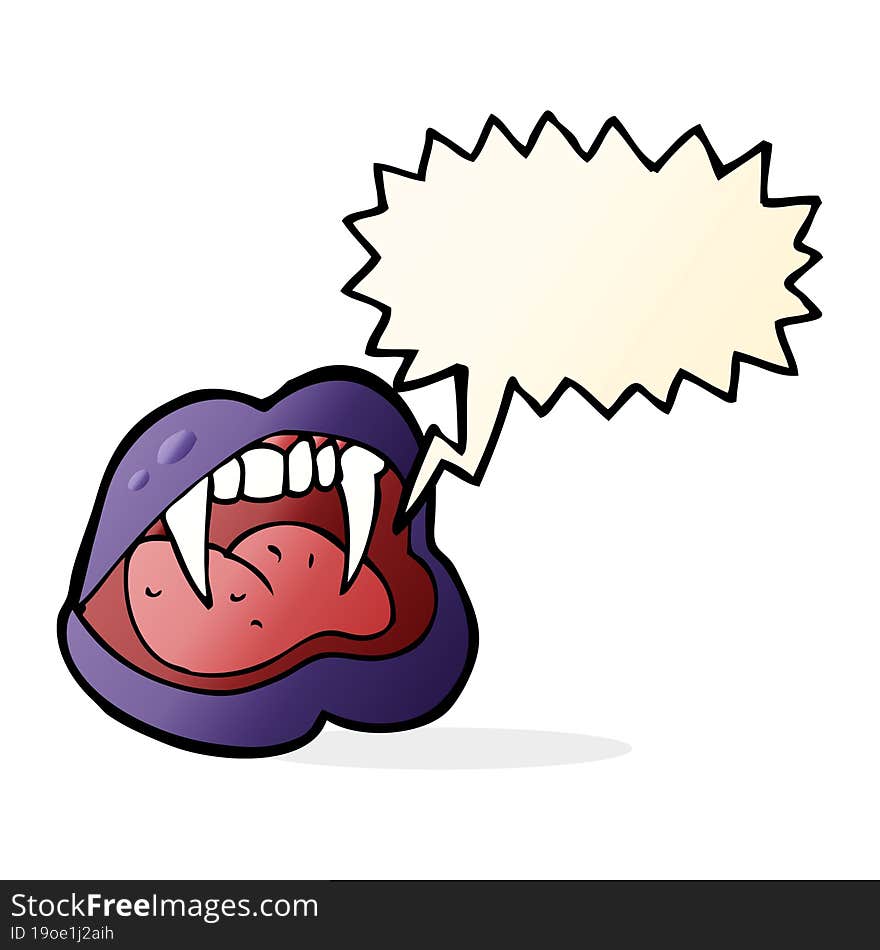 cartoon vampire lips with speech bubble