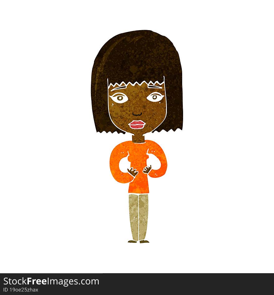 cartoon woman indicating self