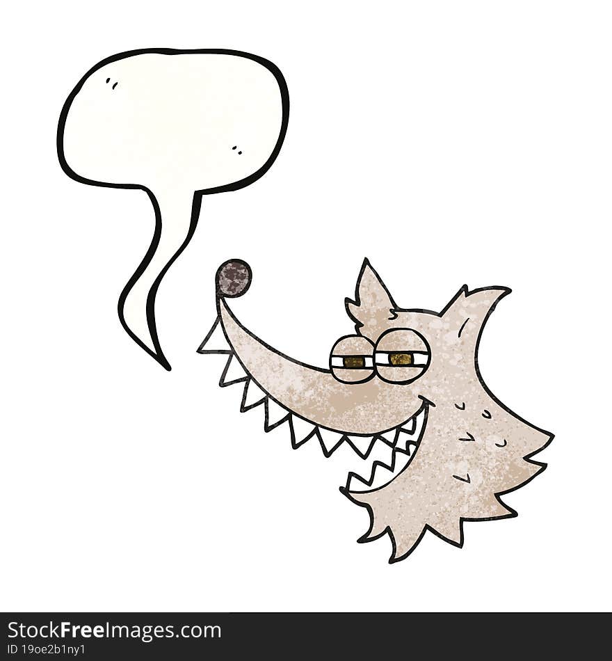 speech bubble textured cartoon crazy wolf