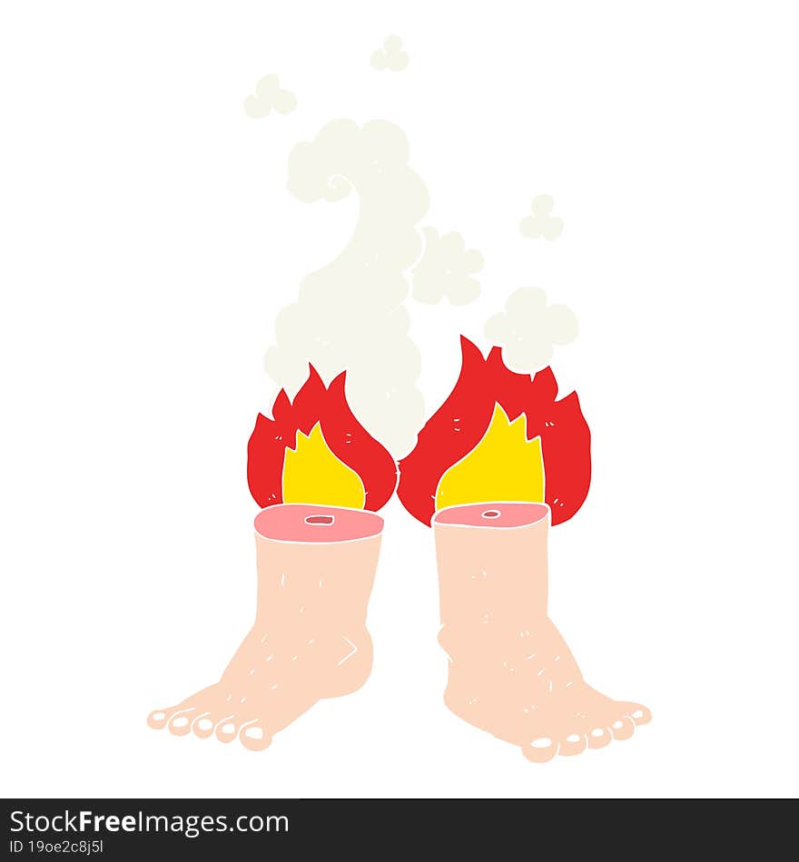 flat color illustration of a cartoon of spontaneous human combustion