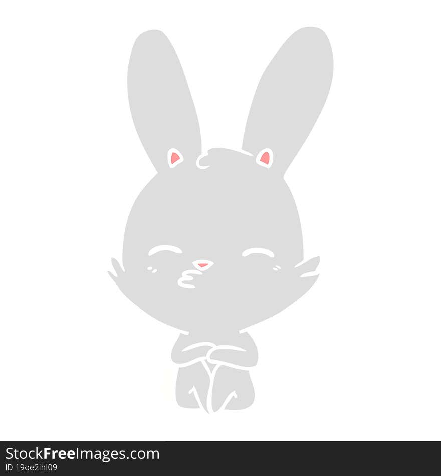 curious bunny flat color style cartoon