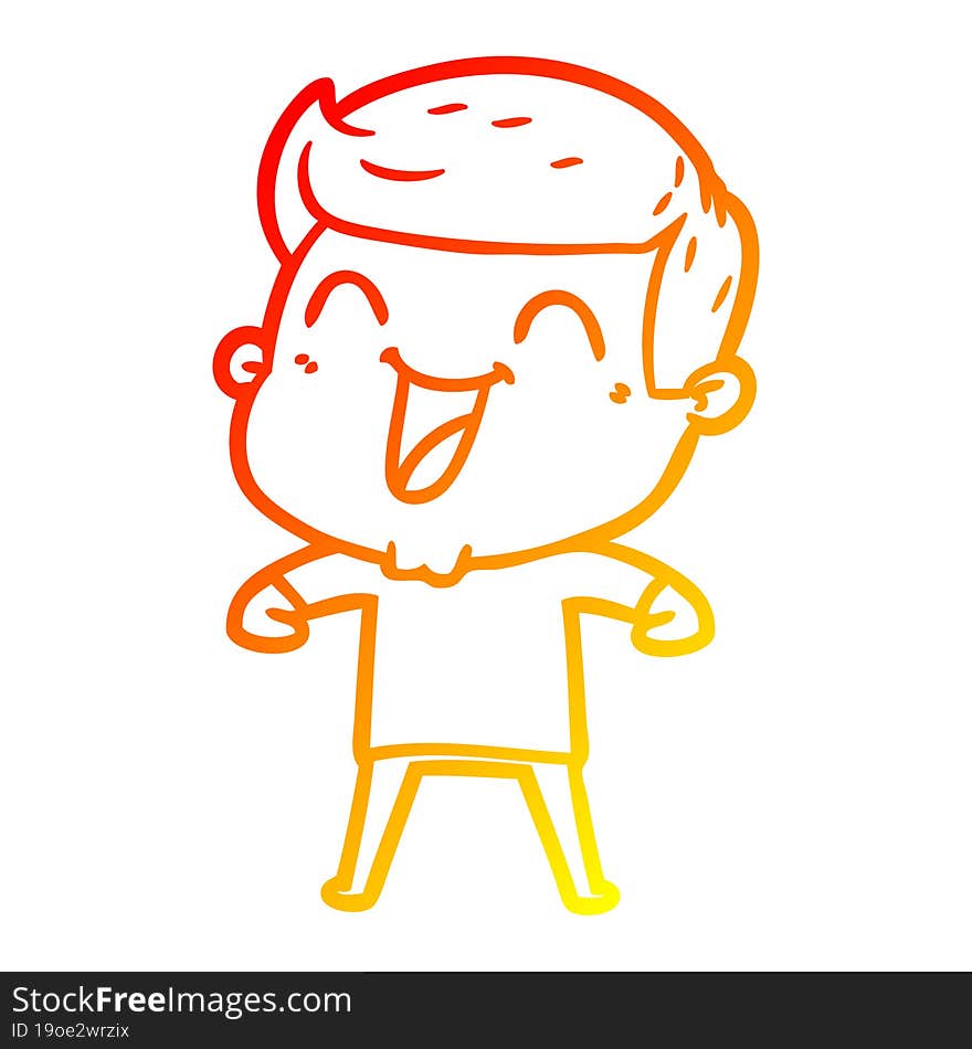 warm gradient line drawing of a cartoon man laughing