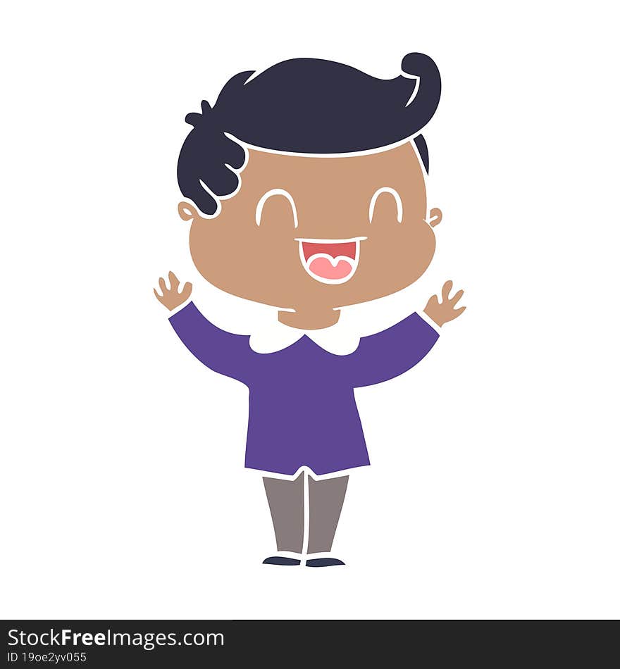 flat color style cartoon happy man