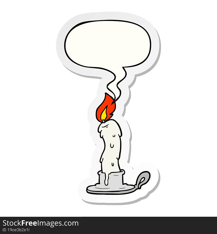 Cartoon Spooky Old Candle And Speech Bubble Sticker