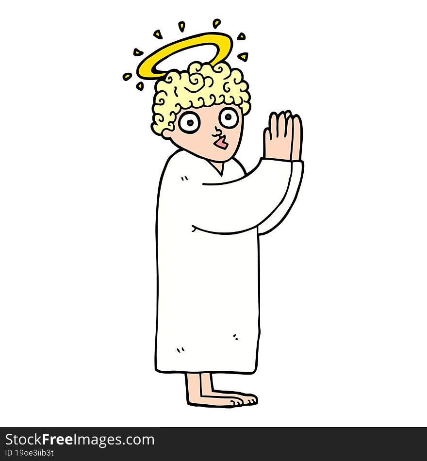 cartoon doodle angel praying