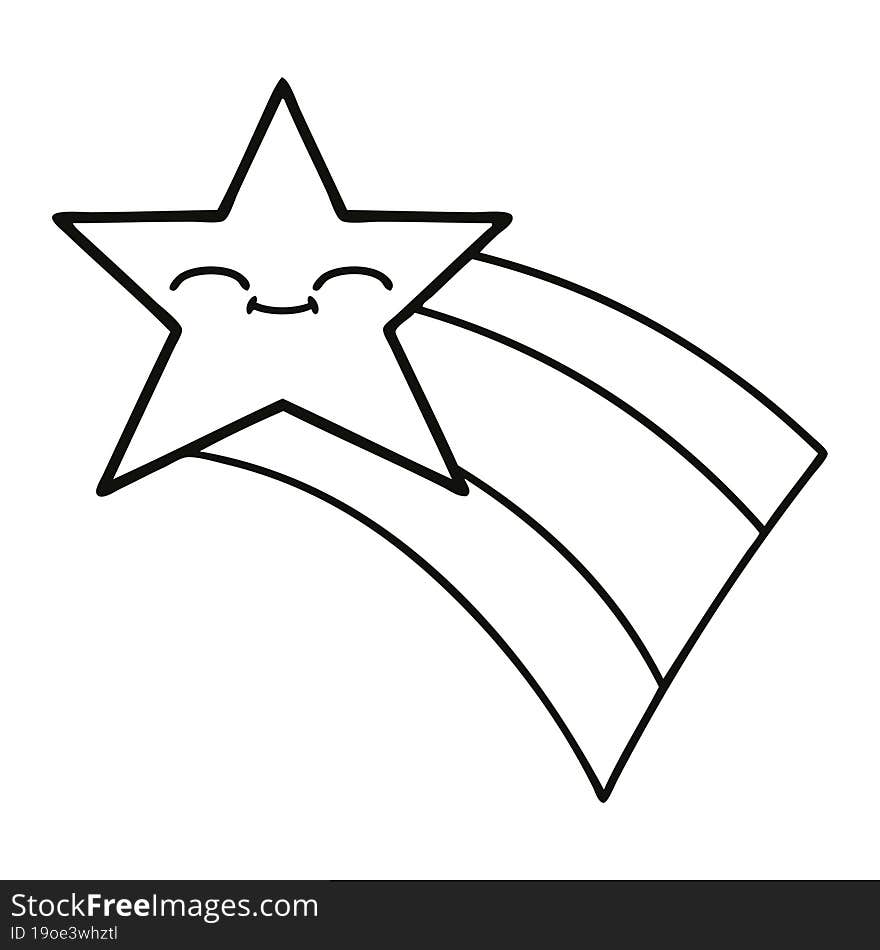 Line Drawing Cartoon Shooting Rainbow Star