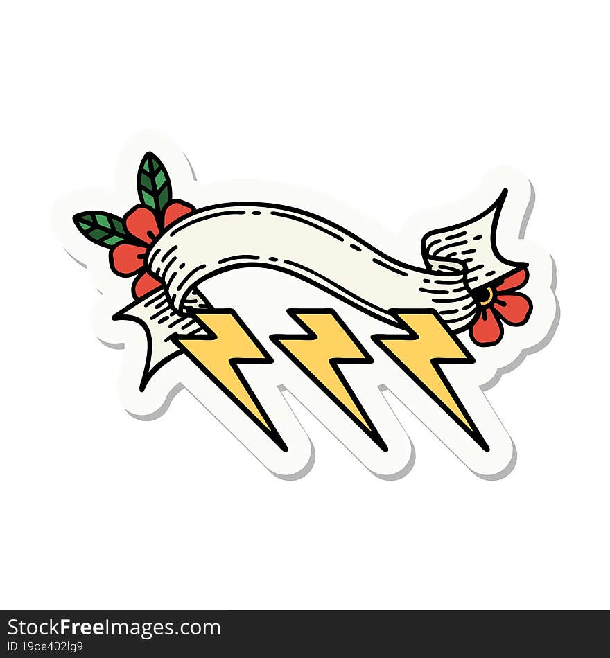 tattoo sticker with banner of lightning  bolts