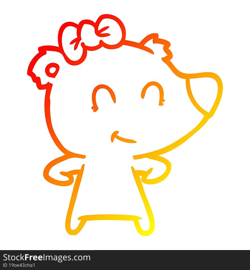 warm gradient line drawing female bear cartoon