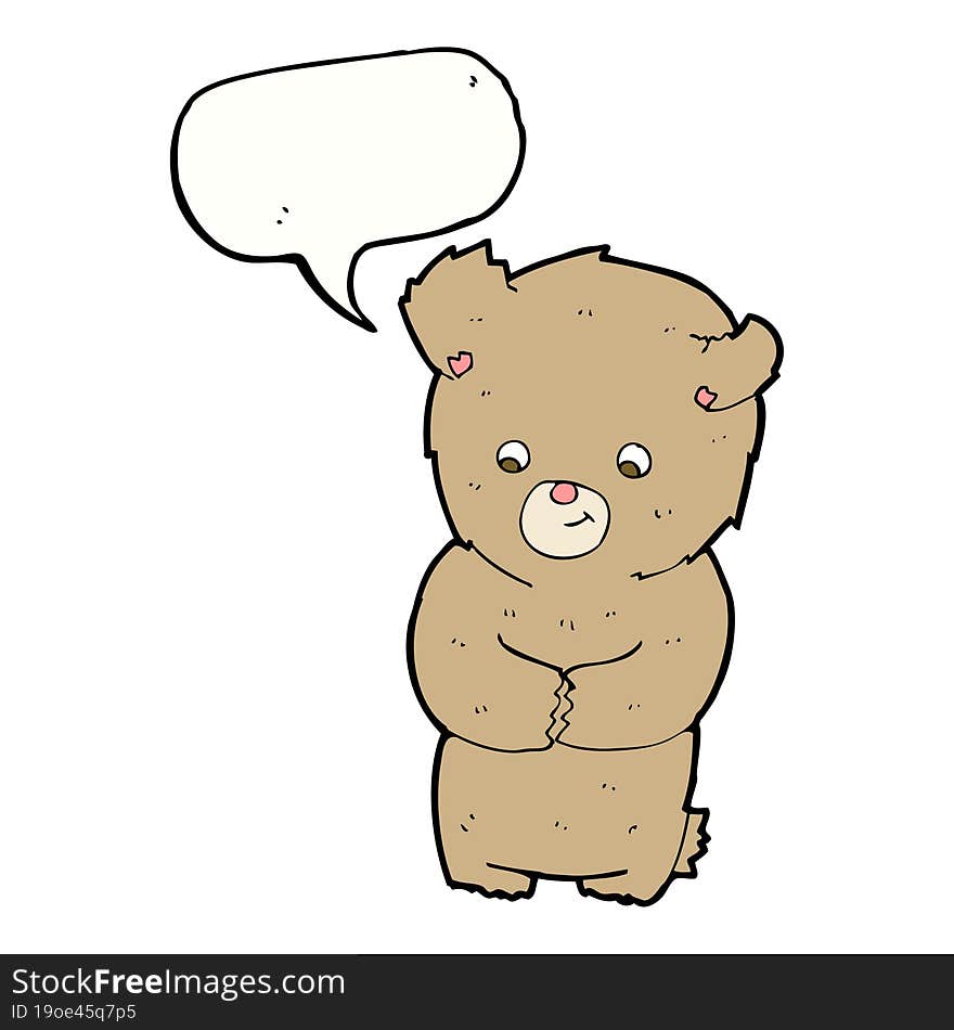 cartoon teddy bear with speech bubble