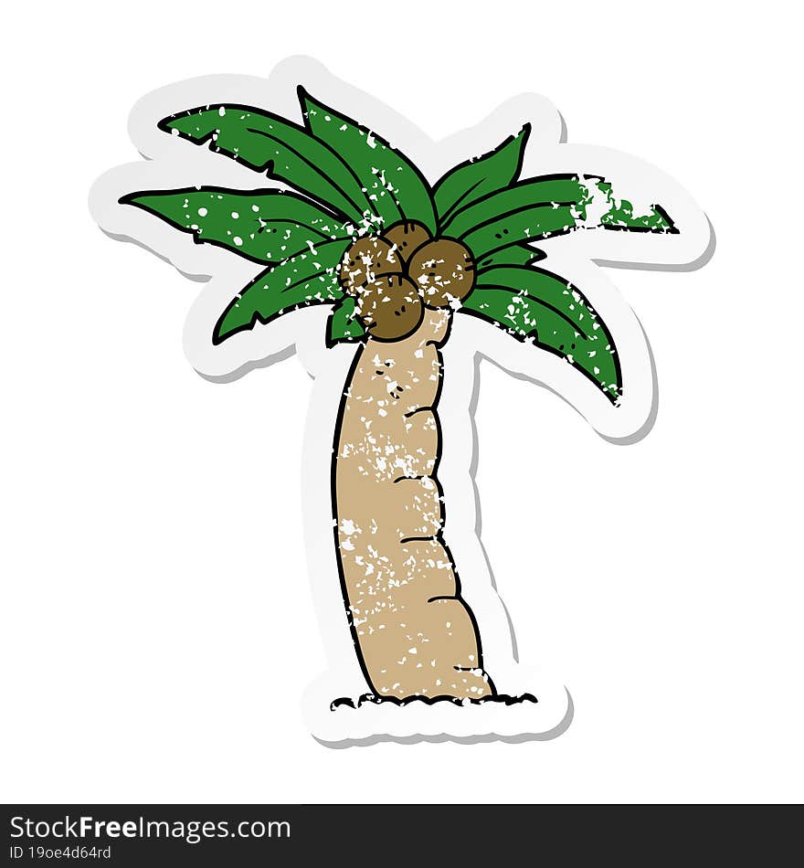 distressed sticker of a cartoon palm tree