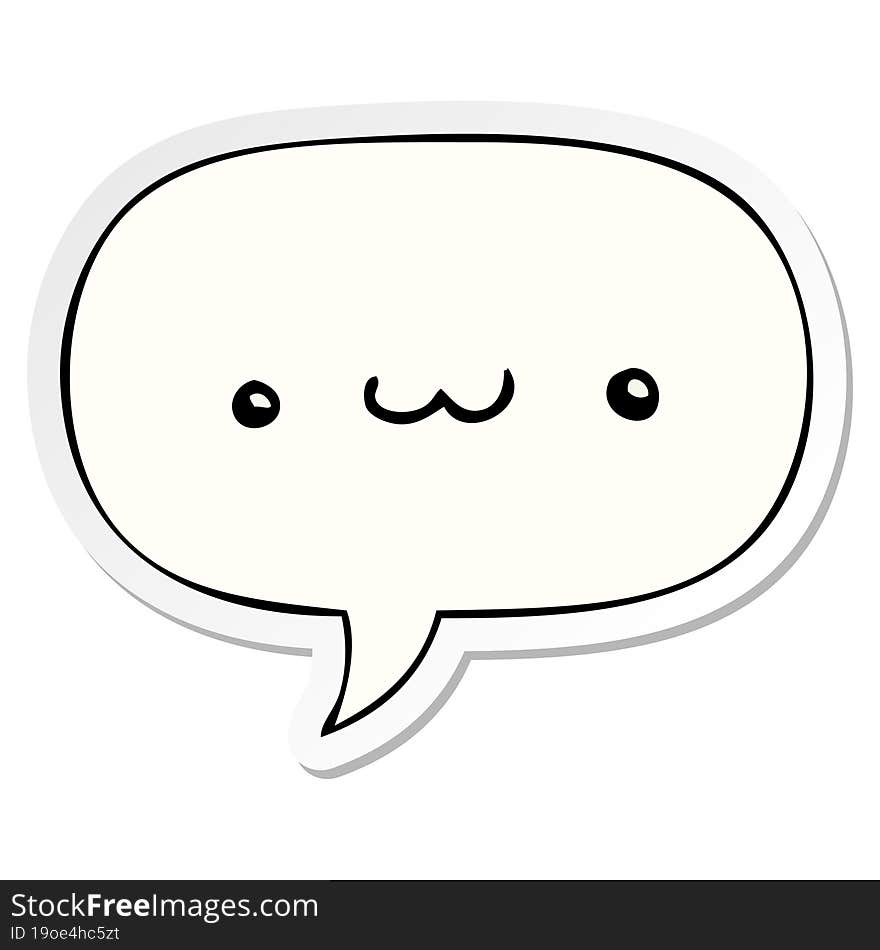 happy cartoon expression and speech bubble sticker