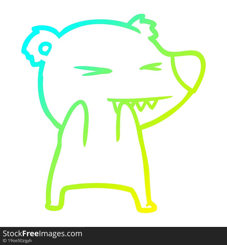 cold gradient line drawing of a angry bear cartoon