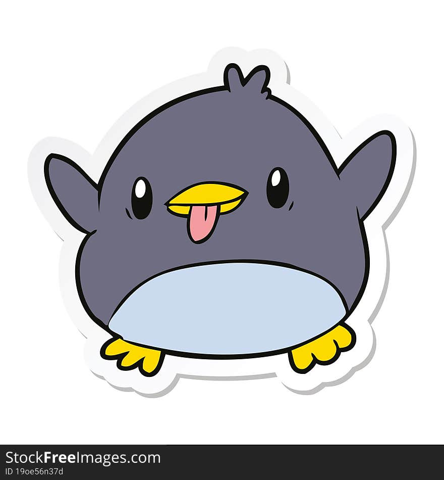 Sticker Of A Cute Cartoon Penguin