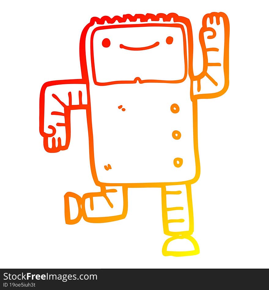 warm gradient line drawing cartoon robot