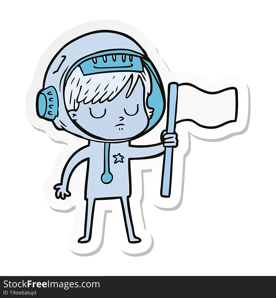 sticker of a cartoon astronaut woman