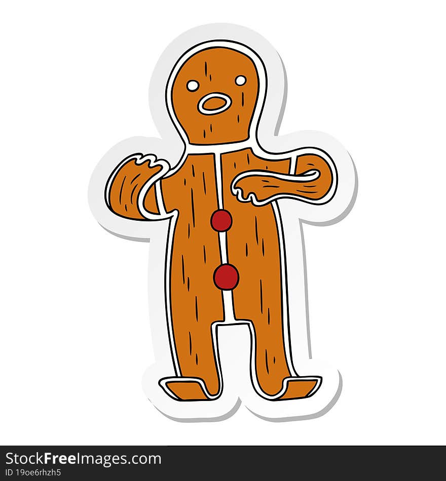 sticker cartoon doodle of a gingerbread man