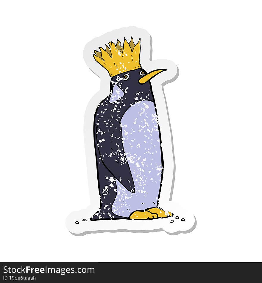 retro distressed sticker of a cartoon emperor penguin