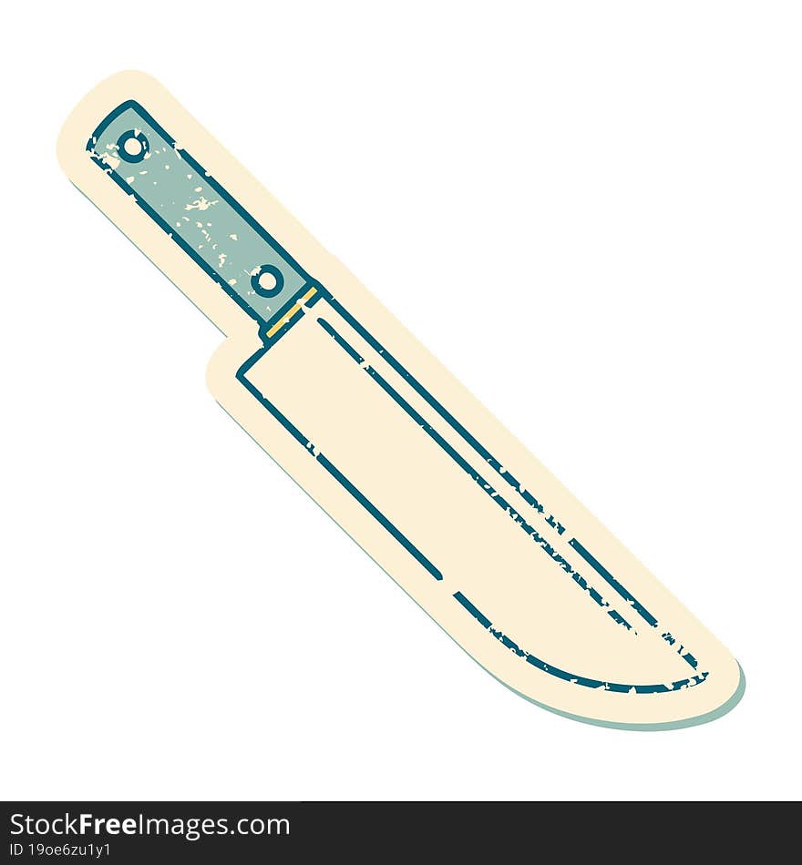 Distressed Sticker Tattoo Style Icon Of Knife