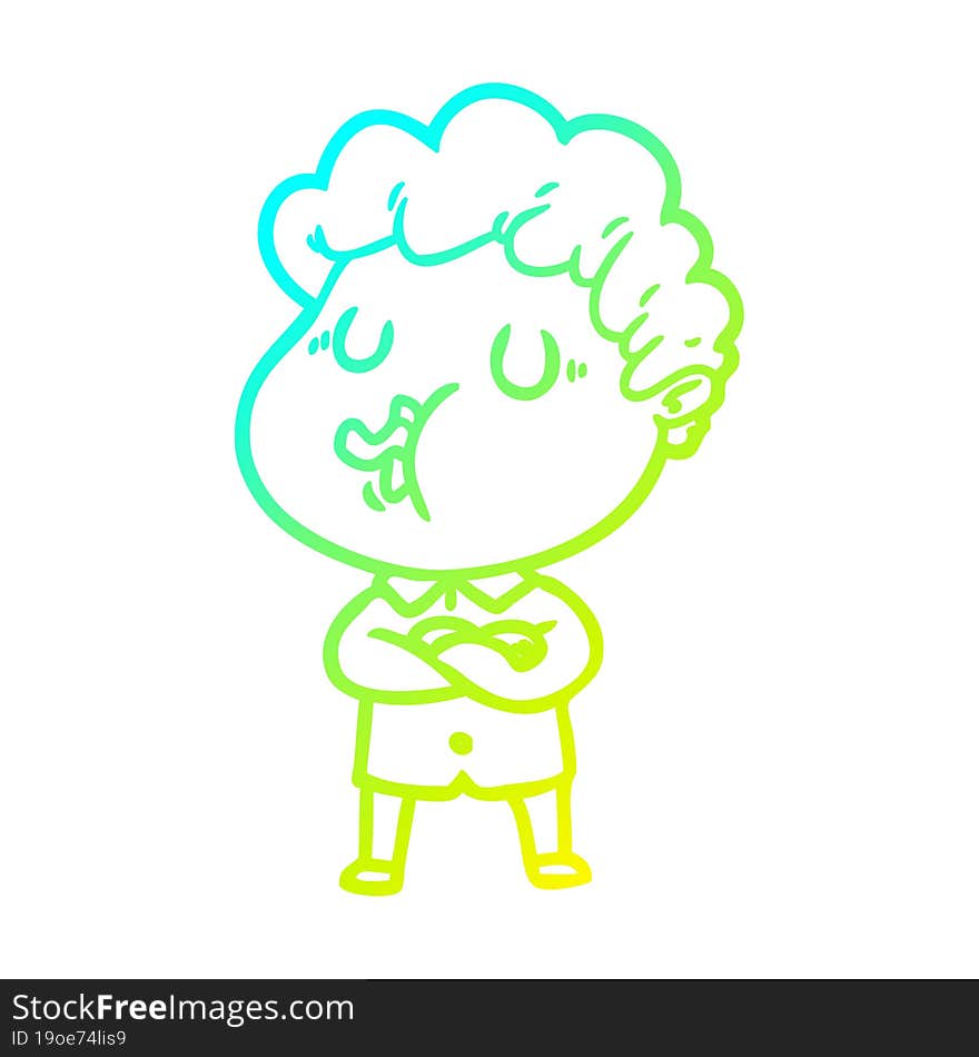 cold gradient line drawing cartoon man singing