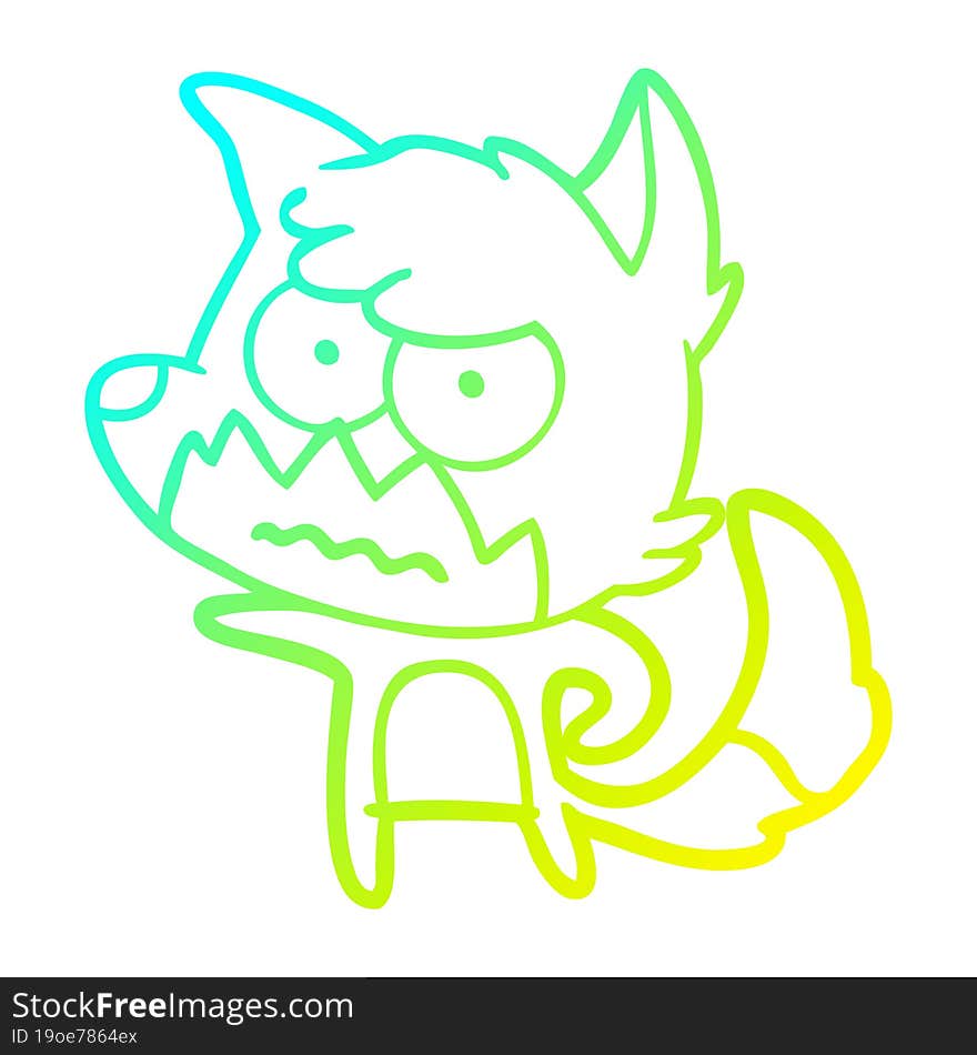 cold gradient line drawing cartoon annoyed fox