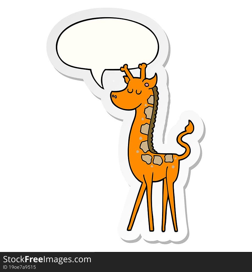 Cartoon Giraffe And Speech Bubble Sticker