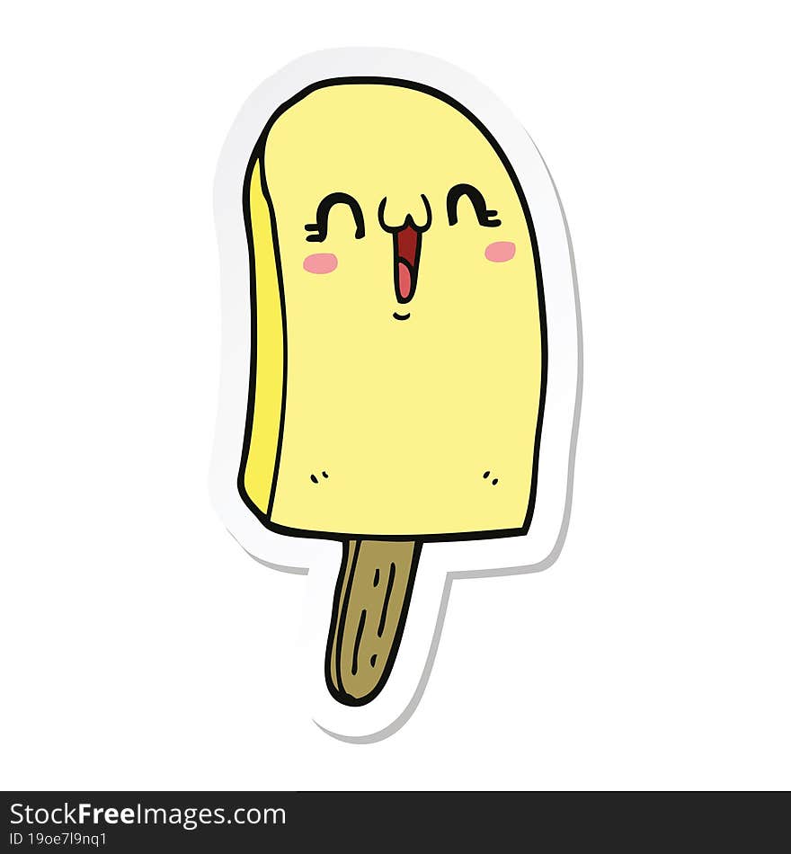 sticker of a cartoon frozen ice lolly