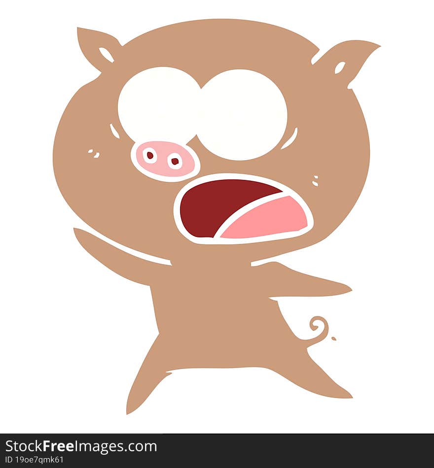 flat color style cartoon pig shouting