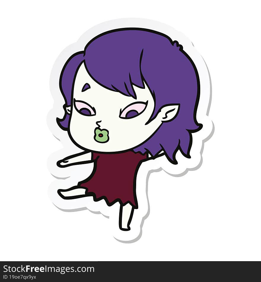 Sticker Of A Cute Cartoon Vampire Girl