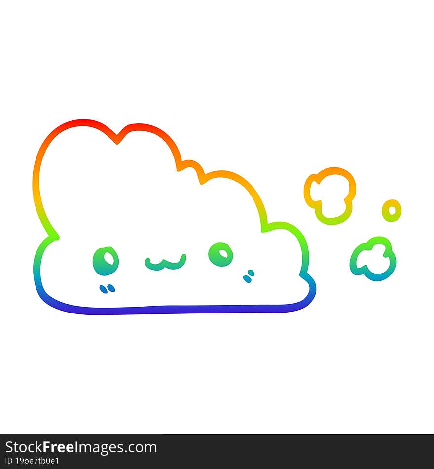 rainbow gradient line drawing cute cartoon cloud