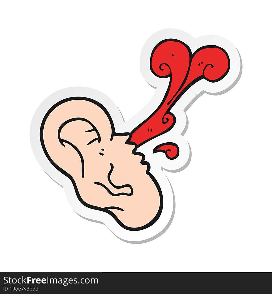 sticker of a cartoon severed ear