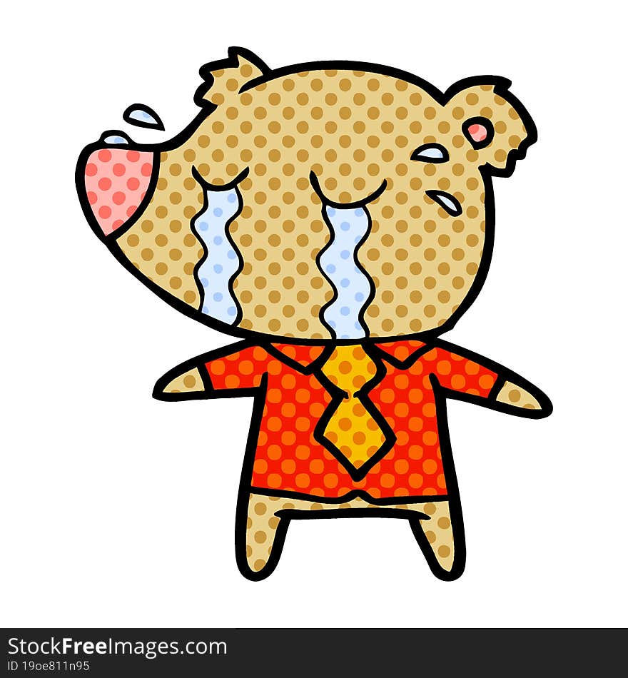 cartoon crying bear in shirt. cartoon crying bear in shirt