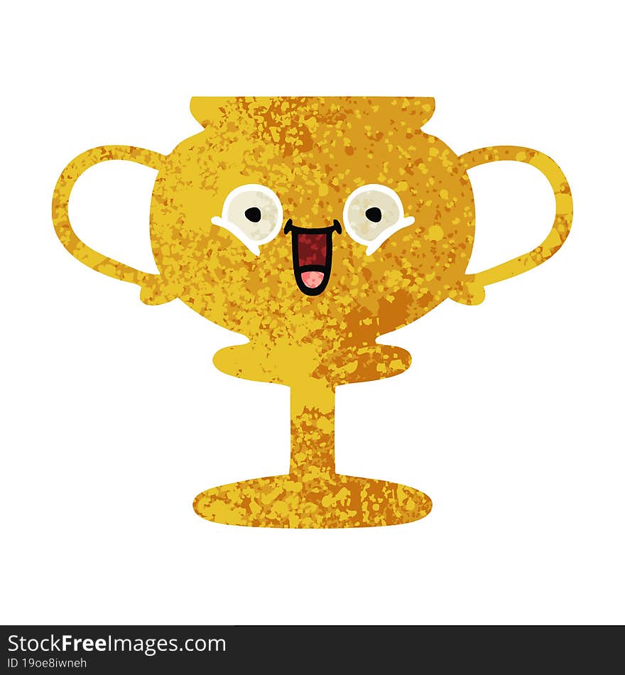 Retro Illustration Style Cartoon Trophy