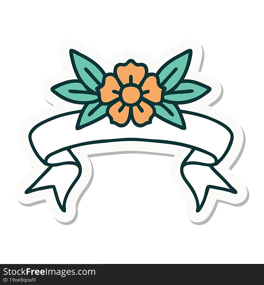 tattoo sticker with banner of a flower