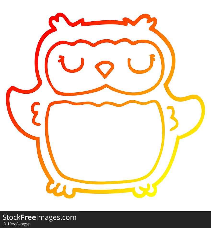 warm gradient line drawing cartoon owl