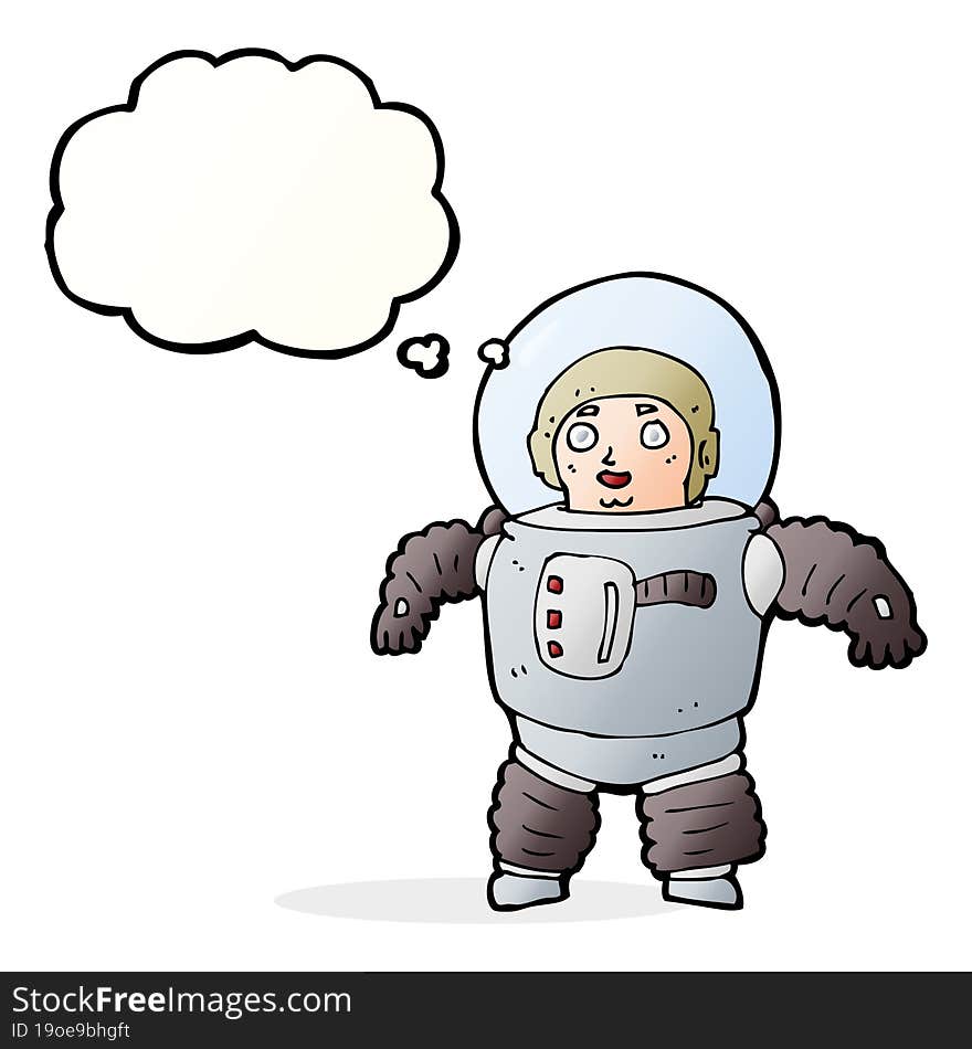 Cartoon Space Man With Thought Bubble